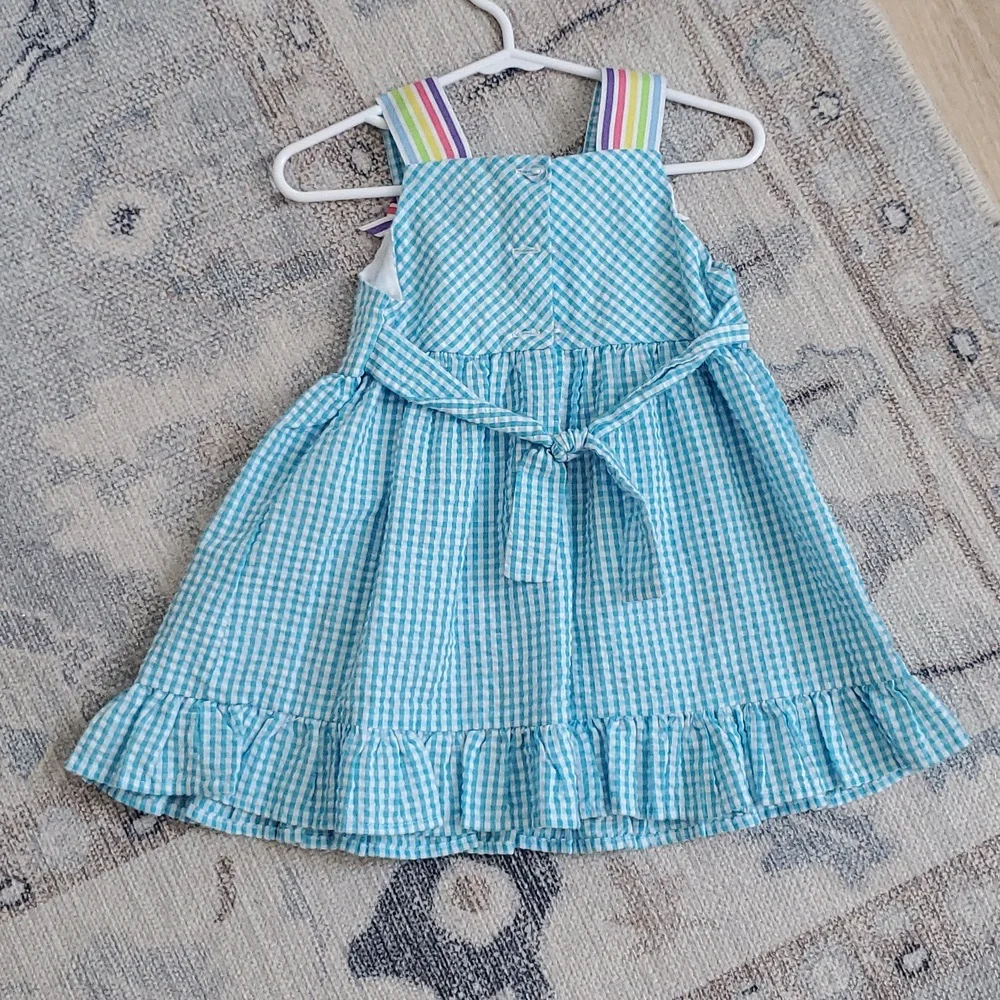Emily Rose Baby Girls Turquise Seersucker Glitter Cupcake Party Dress Sz18m